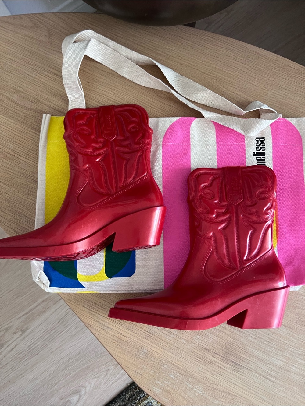 Melissa Red jelly Texas Western cowboy boots brand new